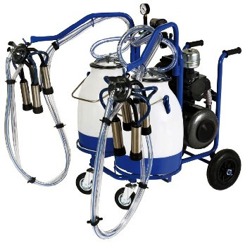 Portable milking machine for 2 cows with two 17l buckets